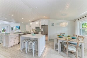 Fridge, stovetop, dishwasher, dining tables - Beach Pearl - Private Pool Home - By Island Real Estate Vacations (Anna Maria)