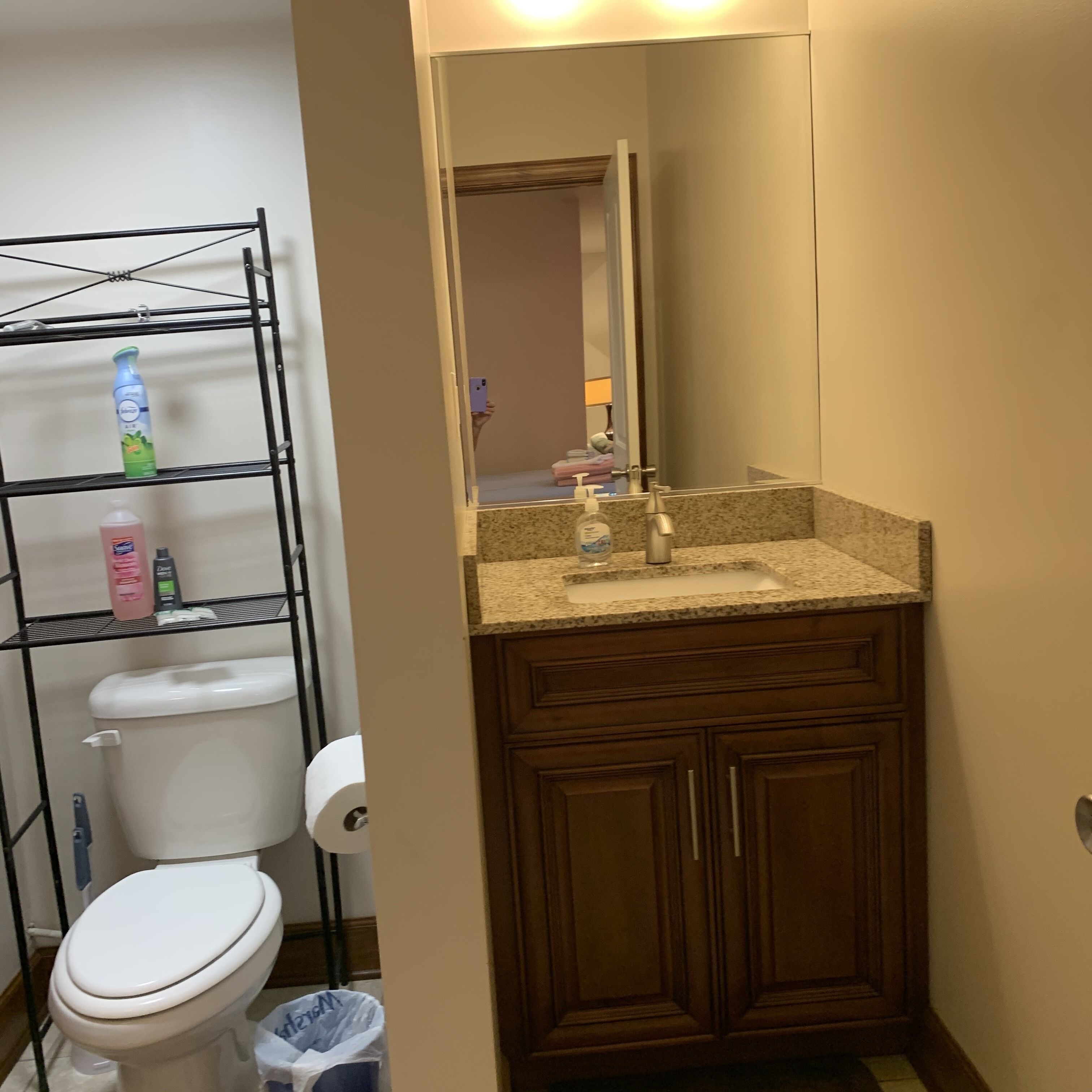 Shower, towels, soap, shampoo