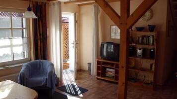 TV, DVD player, stereo