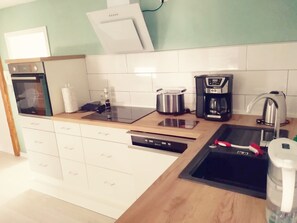 Fridge, oven, stovetop, dishwasher - Fully equipped vacation apartment with roof terrace (Bad Camberg)