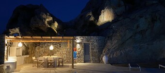 180-degree panoramic view of the sea and Paros. Stunning sunsets!