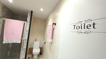 Ducha, secador de pelo, toallas y jabón