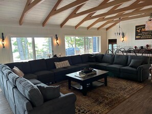 Fireplace, table football, ping pong - Ackwood Lodge - The Lodge, LARGE, Private Lakeshore Estate. Perfect for Family Reunions (Bass Lake)
