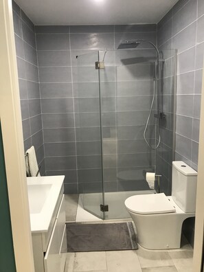 Ensemble douche/baignoire, sèche-cheveux, bidet, serviettes fournies