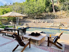 Indoor pool, outdoor pool, sun loungers