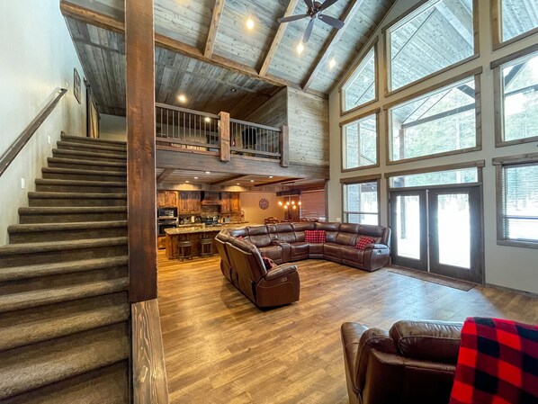 Smart TV, fireplace, DVD player, foosball