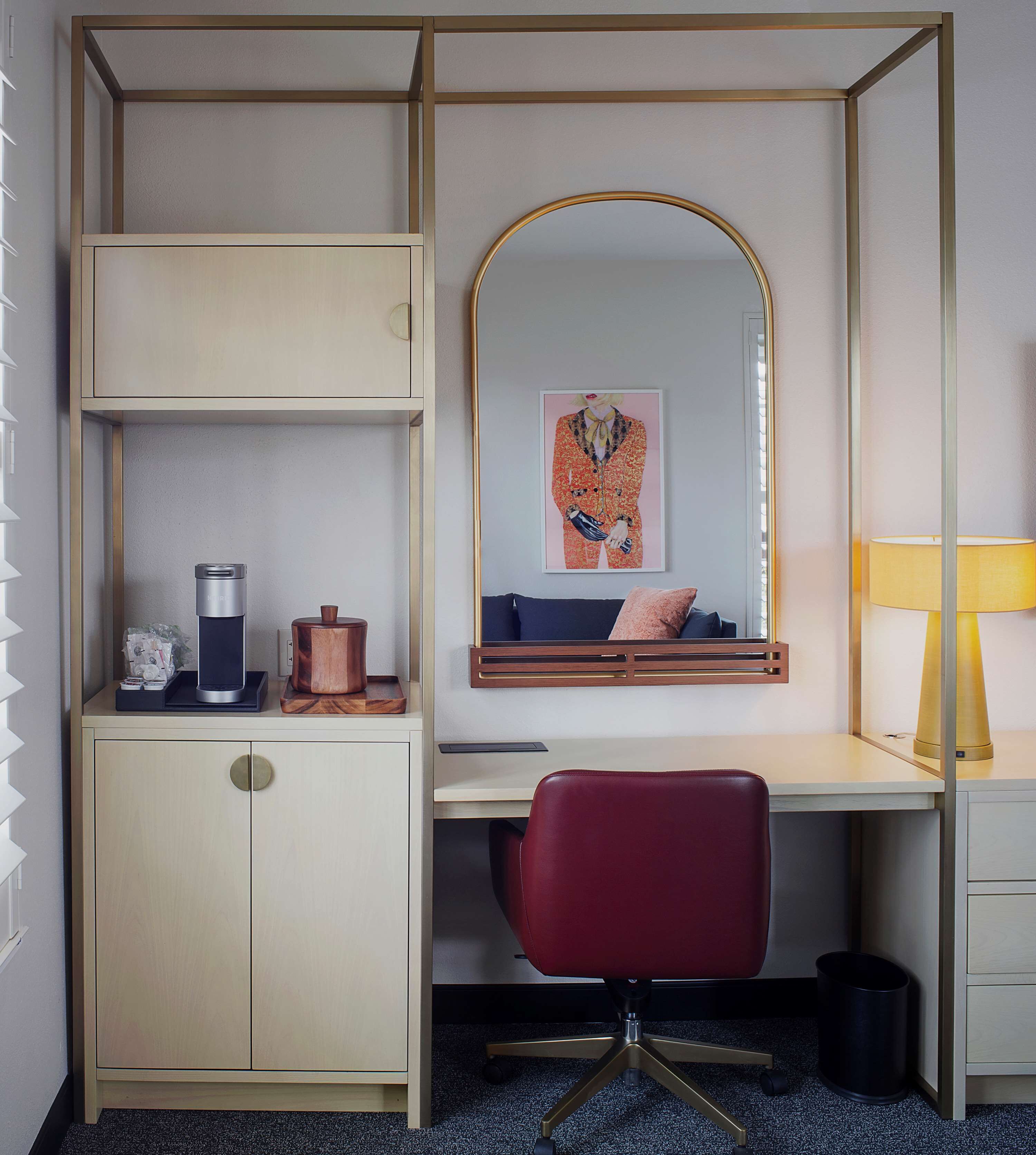 desk, laptop workspace, blackout curtains, soundproofing