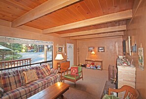 House, Multiple Beds (Balsam House - Walk to Lake & Private) | Living room | TV, DVD player - Balsam House - Walk to Lake & Private Beach Area (Tahoe City)