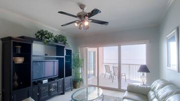 Condo, Multiple Beds, Private Pool, Beach View | Living room | 42-inch TV with cable channels