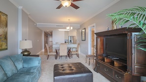 Condo, Multiple Beds, Private Pool, Beach View | Living room | 42-inch TV with cable channels, DVD player