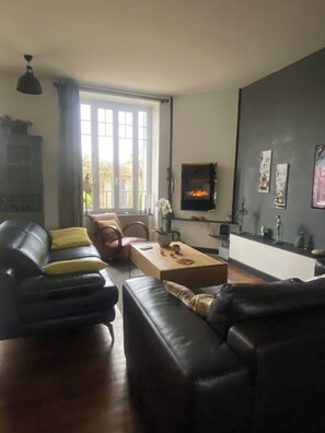 TV, books, stereo, computer monitors - 1920s Charentais house near a lake (Saint-Yrieix-sur-Charente)
