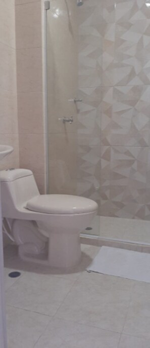 Douche, douche à « effet pluie », serviettes fournies