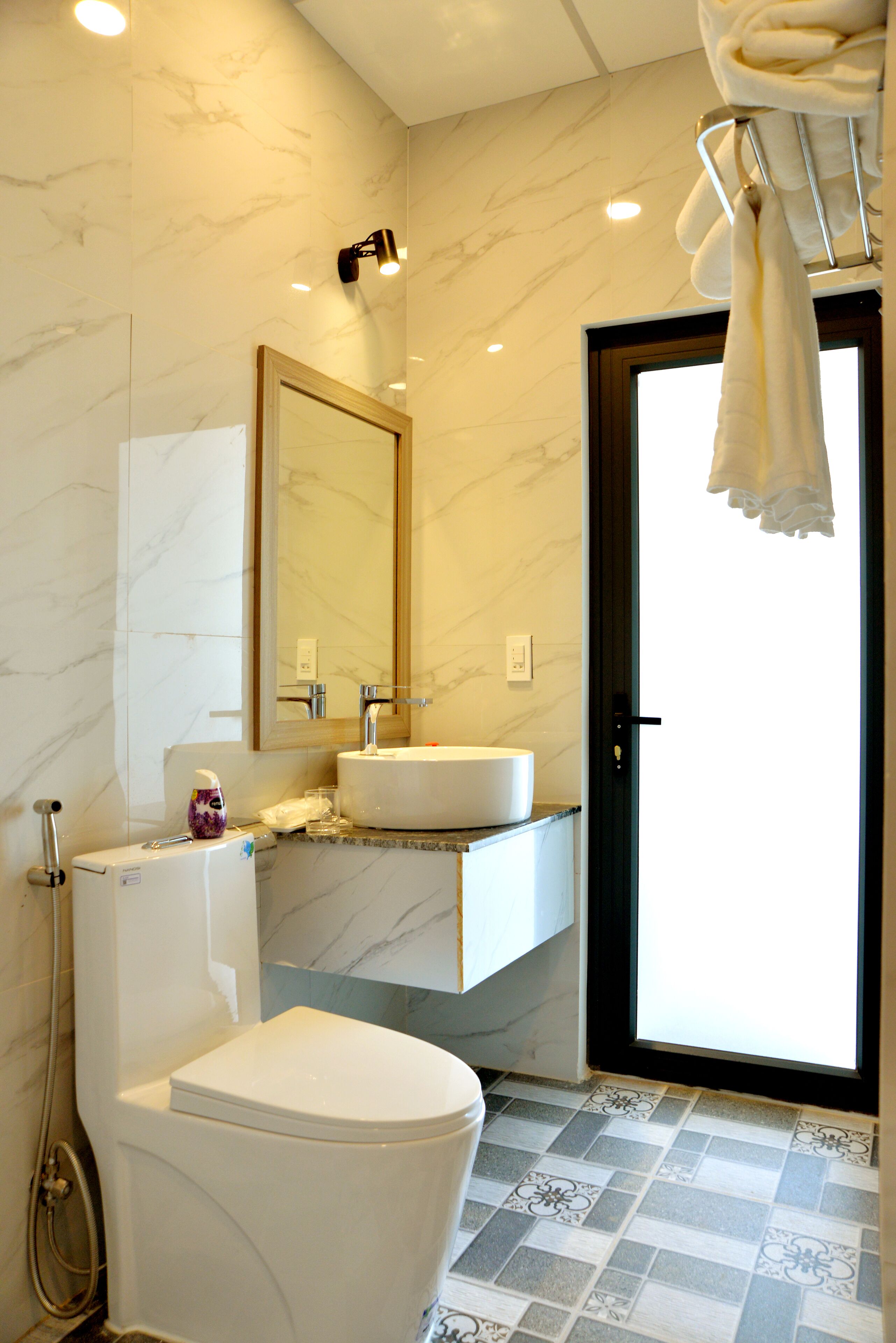 Free toiletries, hair dryer, slippers, towels