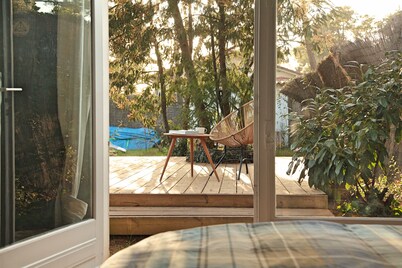 Villa Suzanne terrace and veranda near the beach