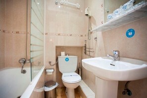 Shower, rainfall showerhead, towels