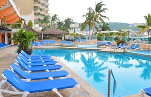Outdoor pool, open 8:00 AM to 9:00 PM, pool umbrellas, sun loungers