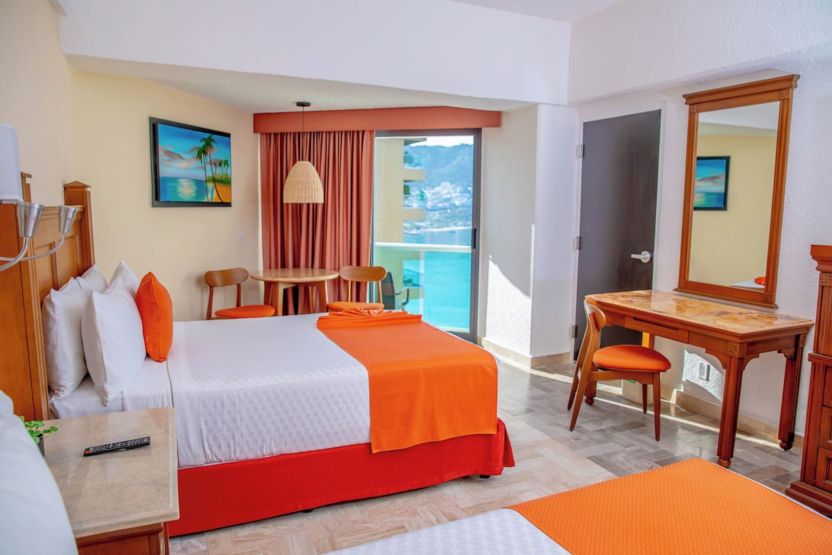 Standard Double Room, 2 Double Beds, Sea View | 1 bedroom, in-room safe, desk, laptop workspace
