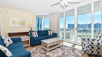 Panoramic Condo, 3 Bedrooms | Living room | 42-inch flat-screen TV with cable channels, TV