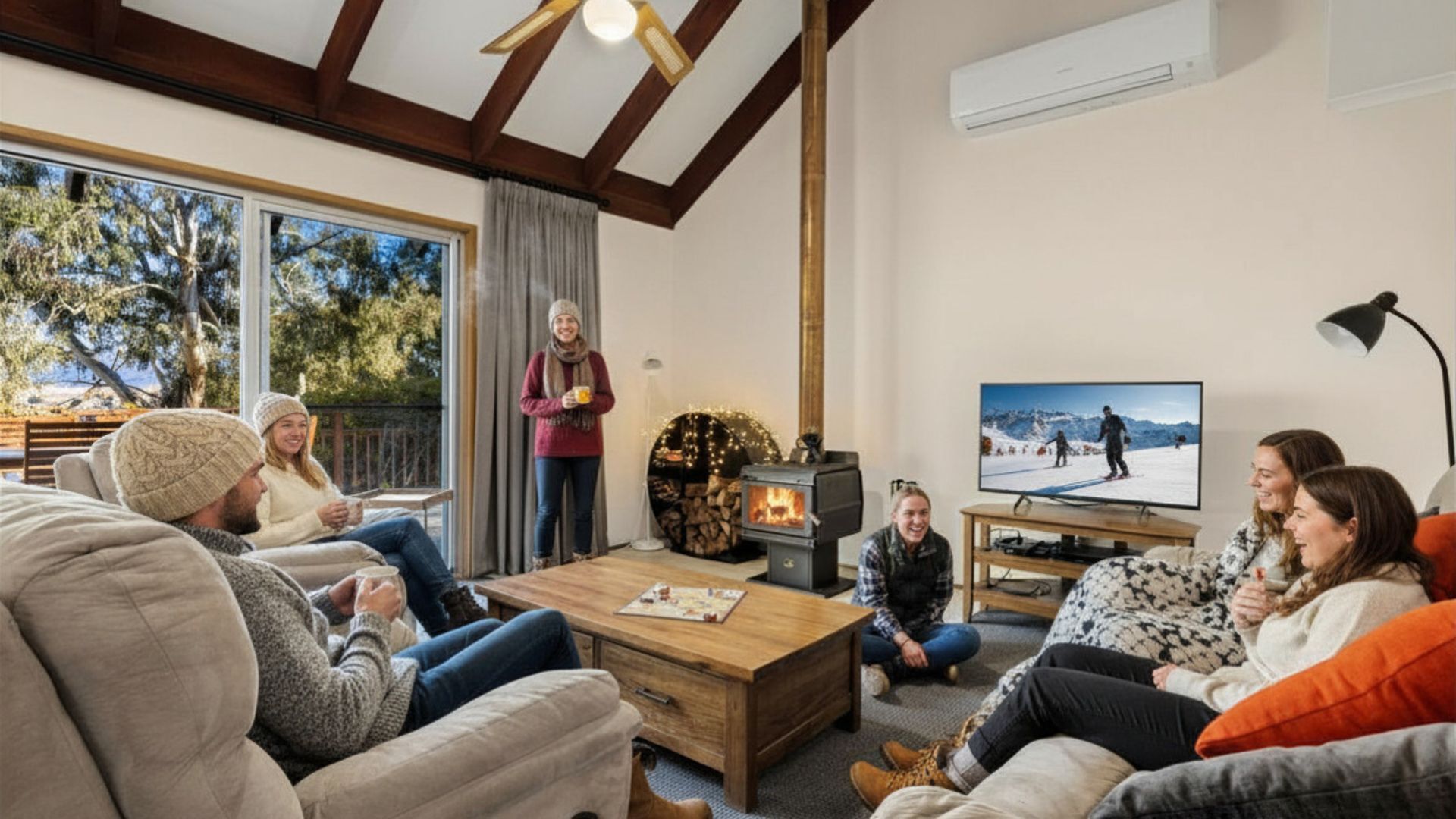 Smart TV, fireplace, Netflix, DVD player