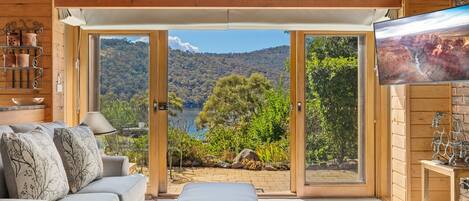 TV connectée, cheminée, Netflix, livres