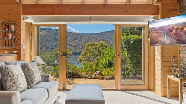 Smart TV, fireplace, Netflix, books