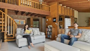 Smart TV, fireplace, Netflix, books