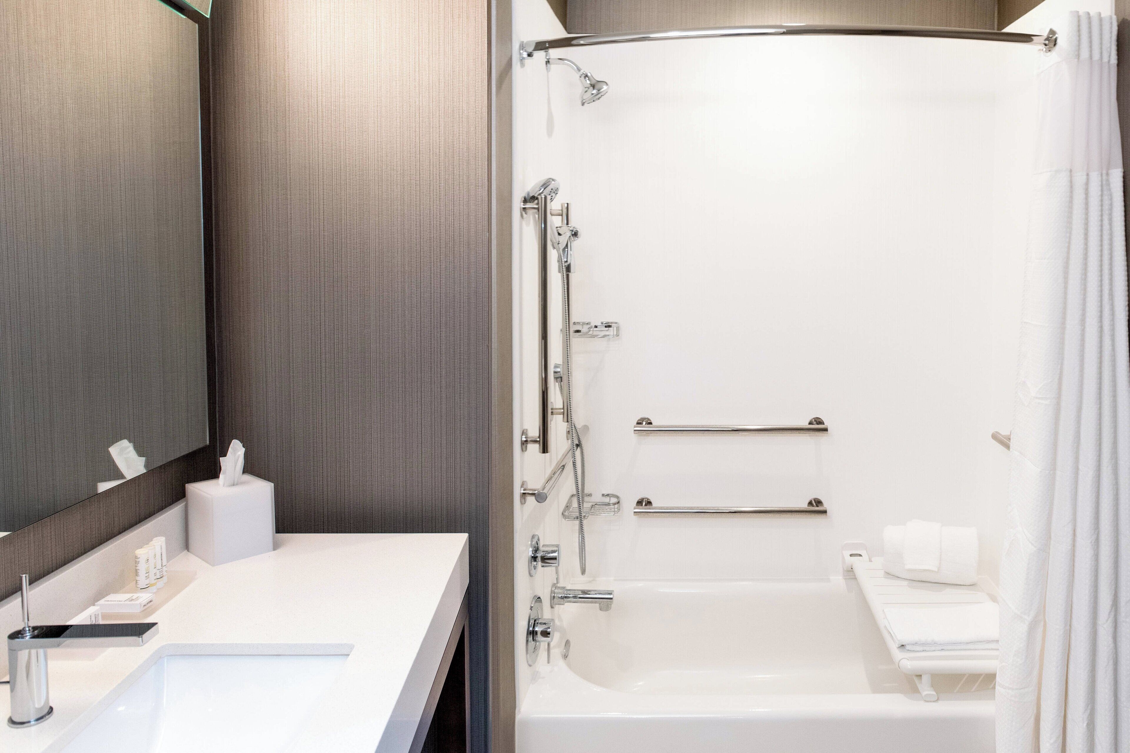 free toiletries, hair dryer, towels