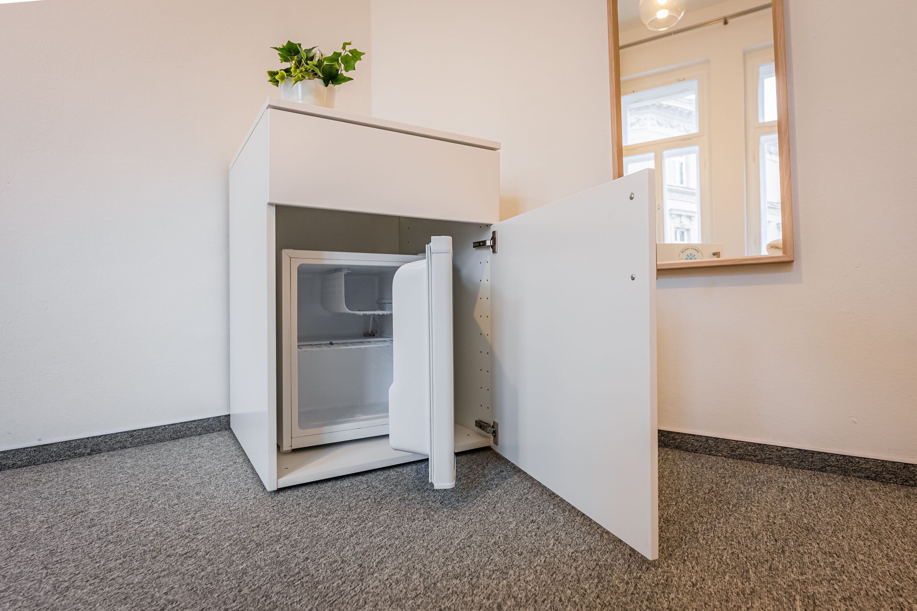 city double or twin room, 1 bedroom, refrigerator, city view | mini fridge