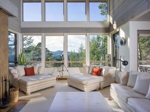 Smart TV, chimenea, reproductor de DVD y libros 