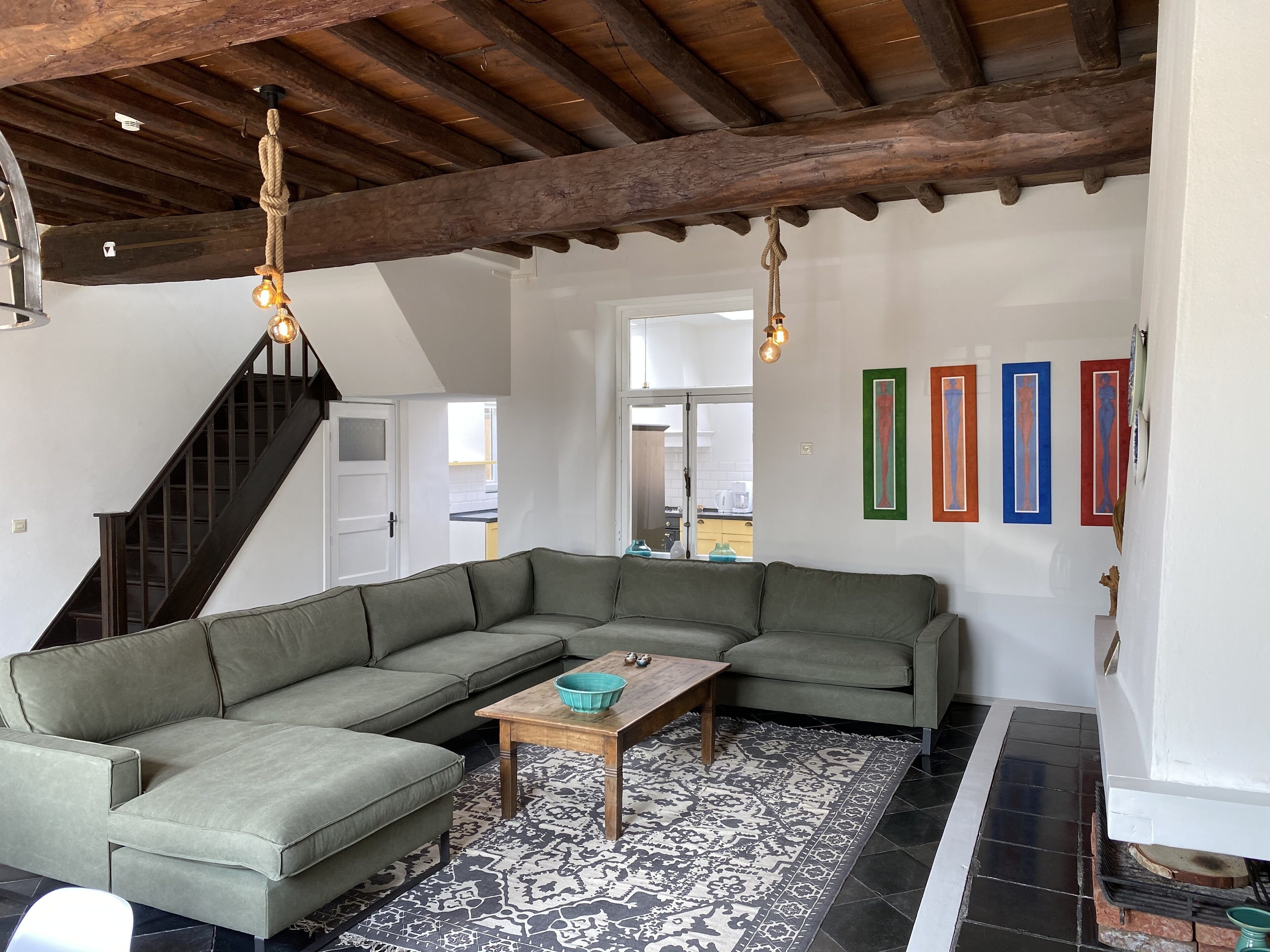 TV, fireplace, offices