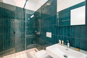 Shower, towels, soap