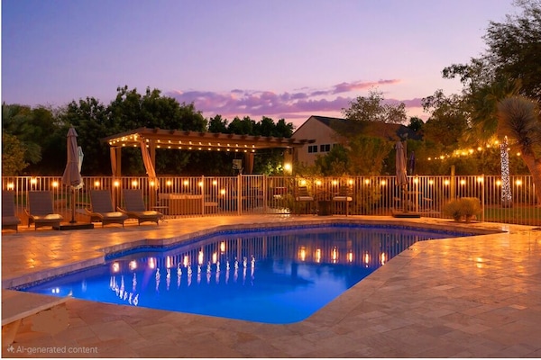 Piscina all'aperto, una piscina riscaldata