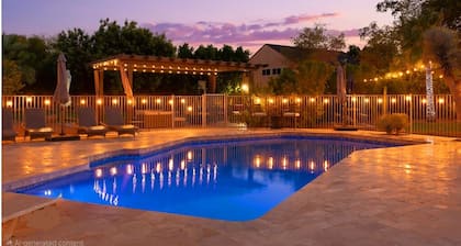 160+ 5★ratings 5000Sq'/Acre Pool Game Room Hot Tub Putting Green Prime Location!