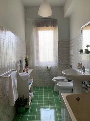 Asciugacapelli, bidet, asciugamani, sapone