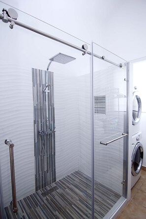 Shower, towels, soap, shampoo - Beachfront Modern Loft with Large Private Terrace (Isabela)
