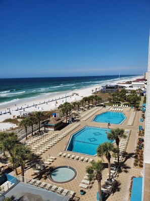 Outdoor pool, a heated pool - ☀️Charming BEACHFRONT on the 6th floor. Sleeps 6. Includes beach chairs!☀️ #628 (Panama City)