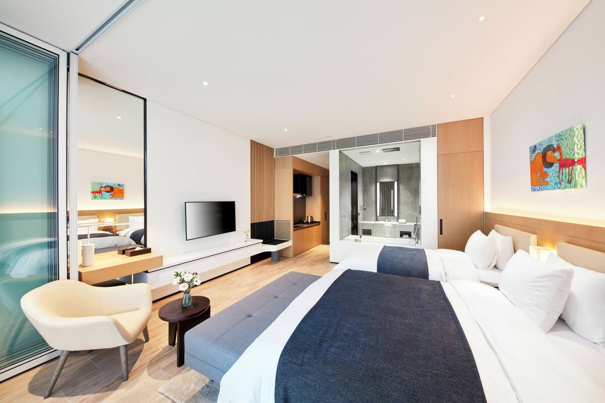 Deluxe (Ocean/1 Double+1 Single) | 1 chambre, literie de qualité supérieure