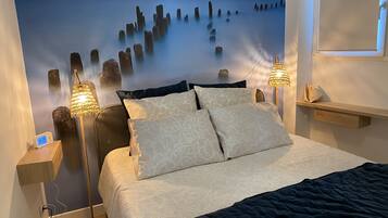 2 bedrooms, desk, iron/ironing board, travel crib