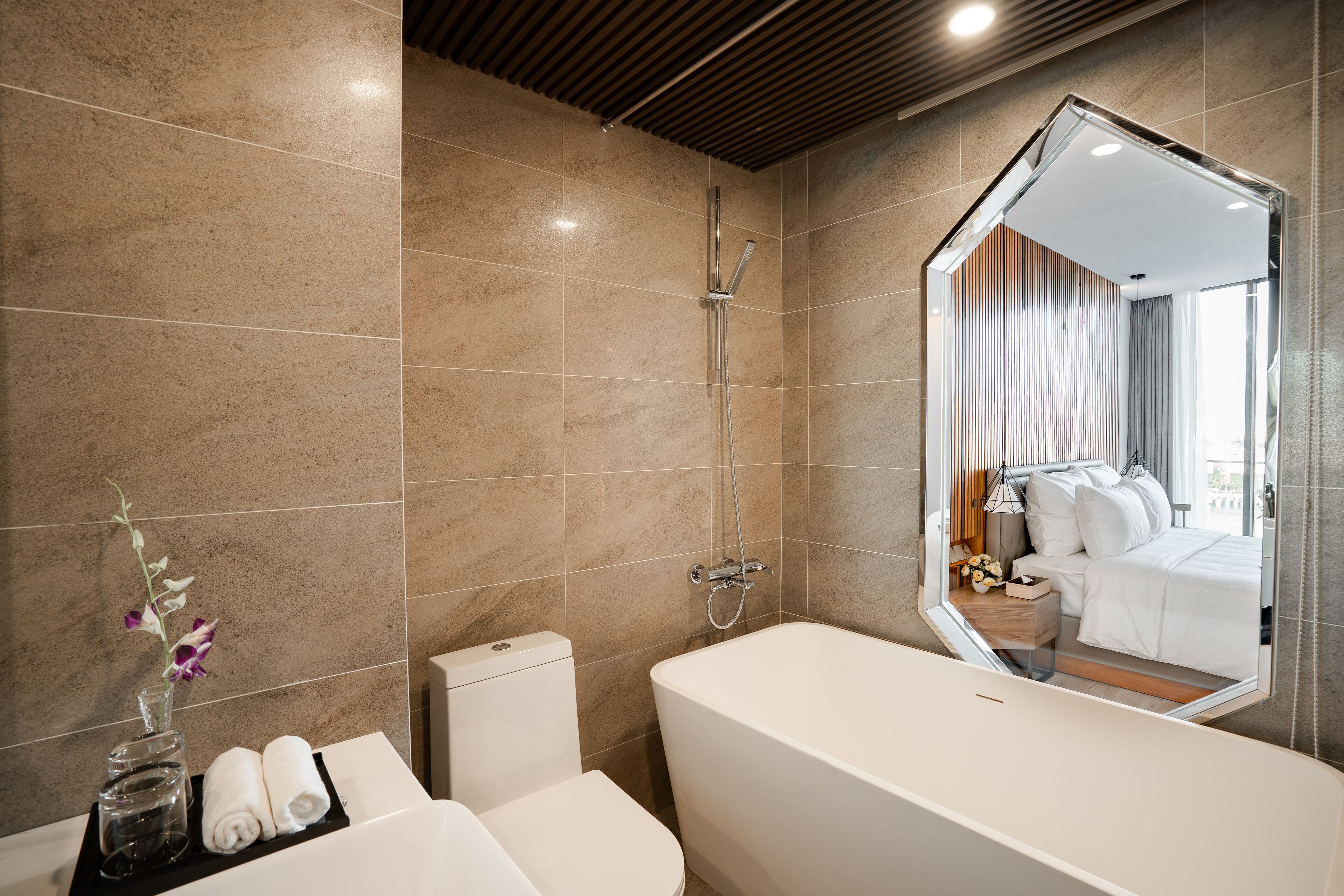 free toiletries, hair dryer, bathrobes, slippers