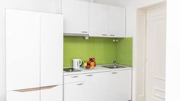 Fridge, stovetop, cookware/dishes/utensils