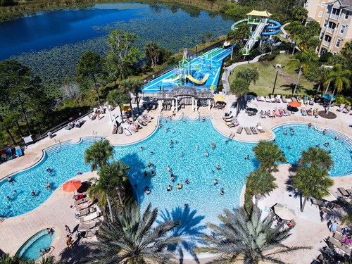 Family Getaway 2mi to Disney, Gated Resort w/ Private Pool, Spa, Games Room, Water Slides and more!
