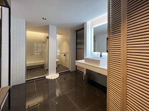 Badewanne und Dusche (separat), Hydromassagedusche, Haartrockner