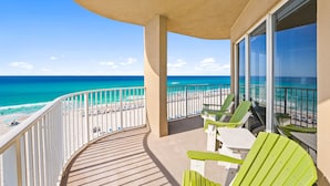 A balcony with a view of the beach and ocean. - Tidewater 317 (Panama City Beach)