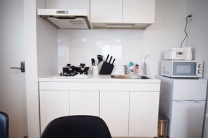 Apartment | Private kitchenette | Fridge, microwave, stovetop, electric kettle