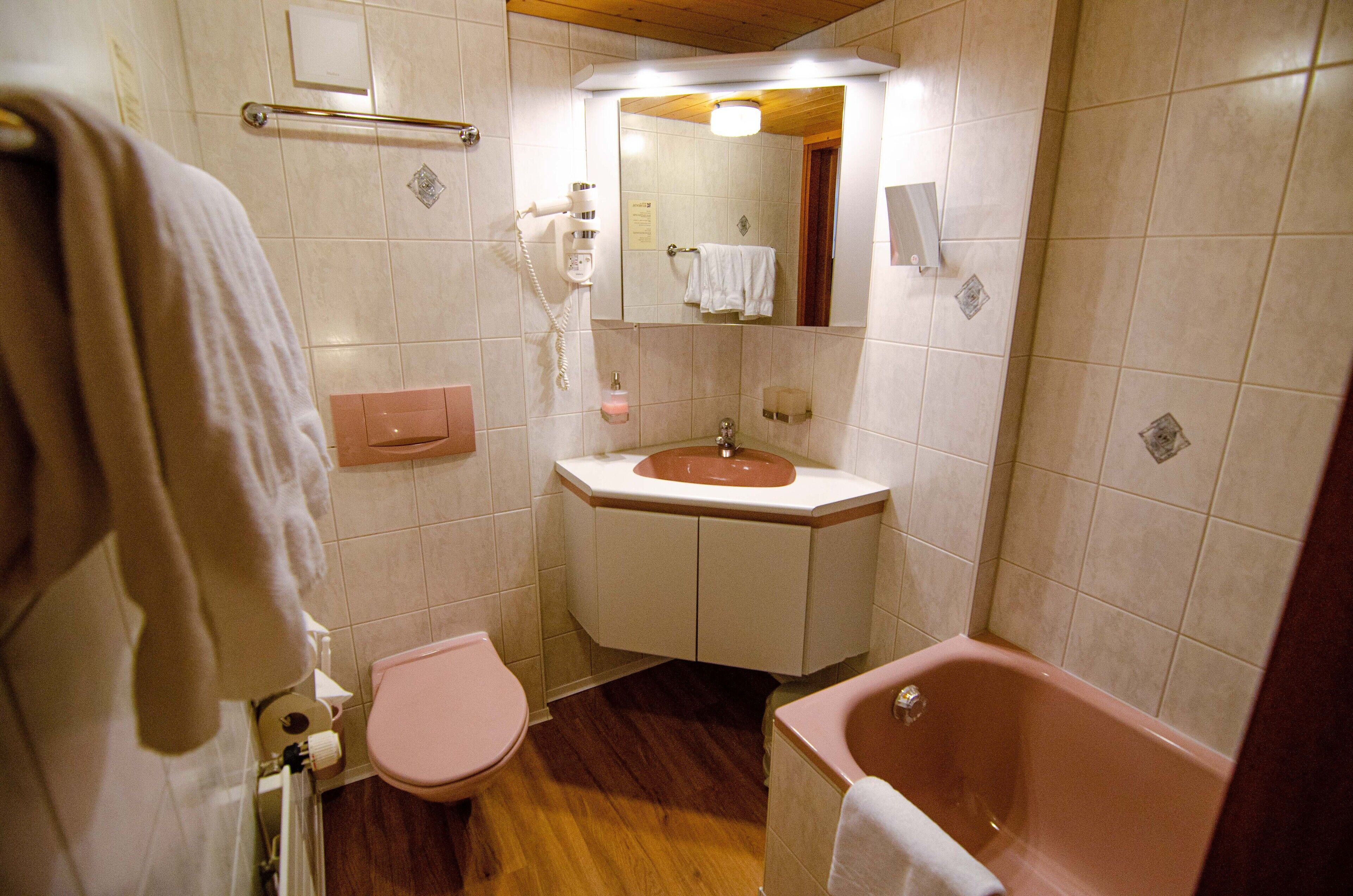 family double room | bathroom | hair dryer, towels, soap, shampoo