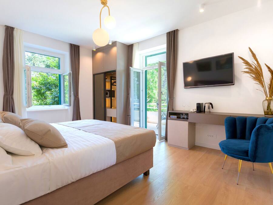Chambre Luxe Double ou avec lits jumeaux, terrasse, vue mer (3) | Salle de séjour