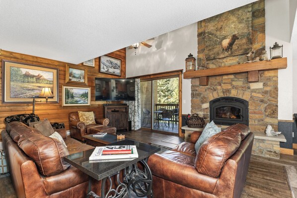 TV, fireplace, DVD player, stereo