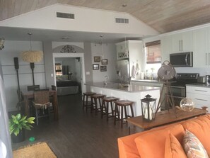 Interior - Seas the Day Cottage is built over the water for fantastic fishing & lake views. (Crescent City)