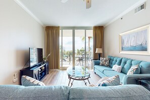 Flat-screen TV, DVD player