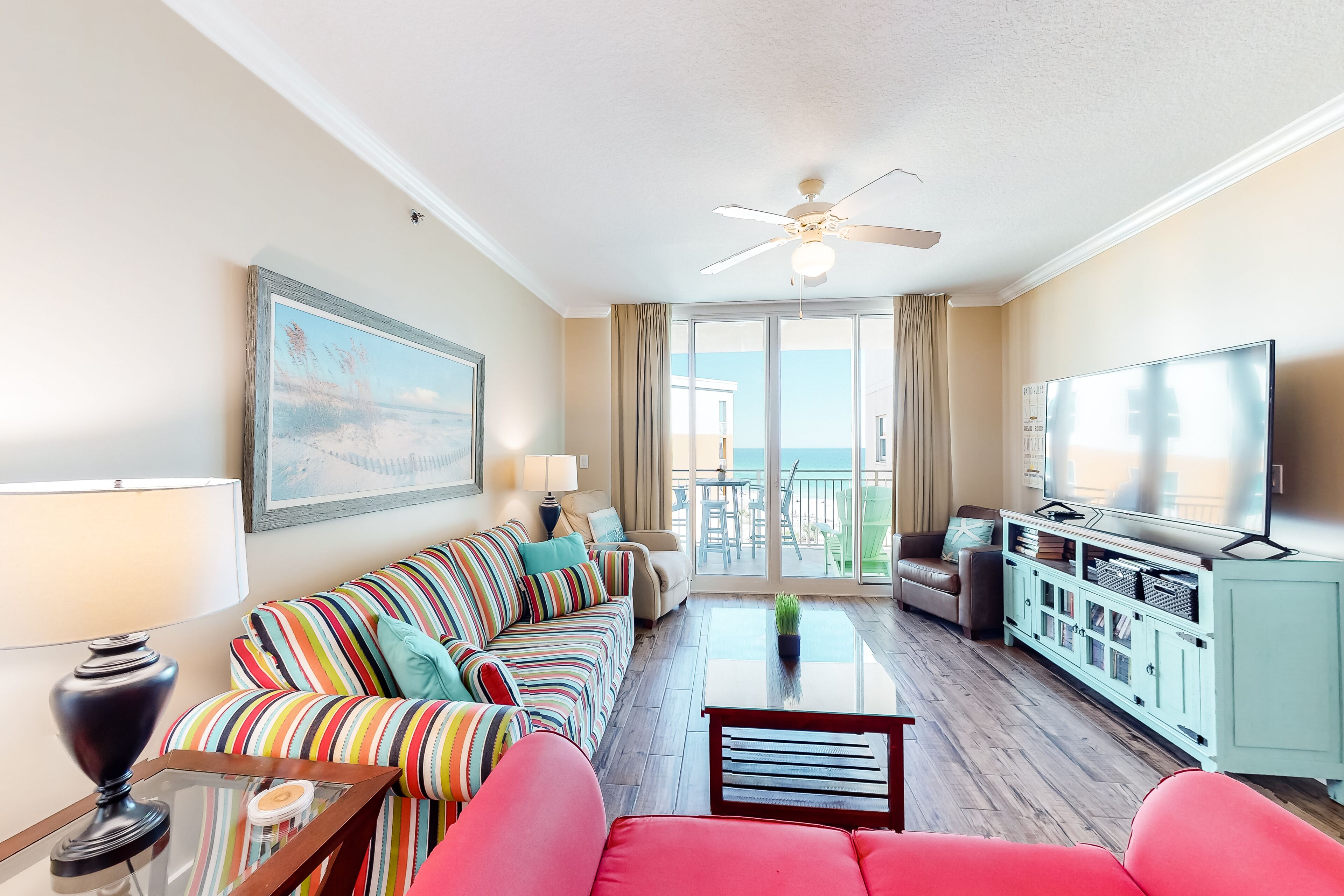 TV, DVD player, video library